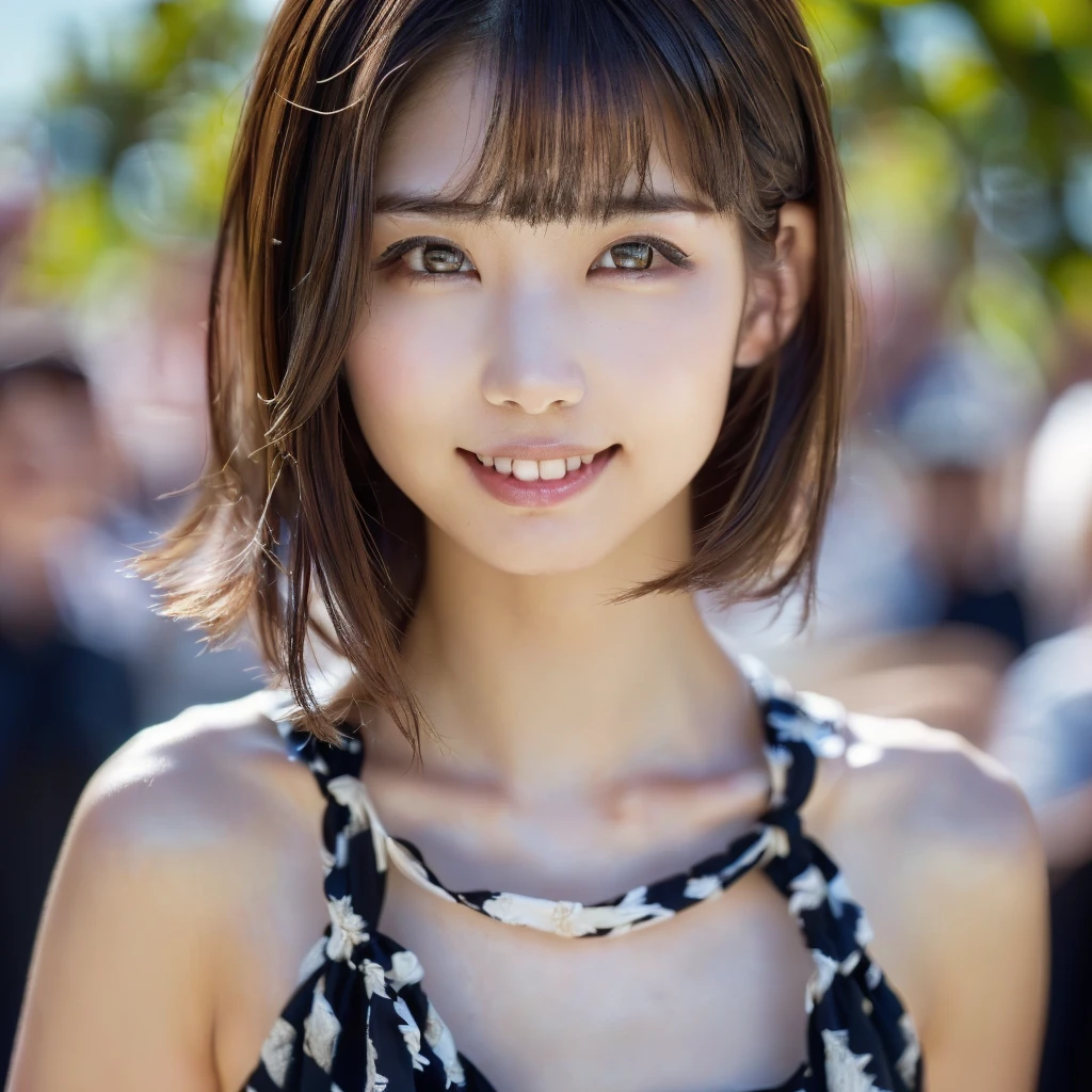 (SFW:1.8、masterpiece, 最高quality),photorealistic realism, 32k, quality, (非常に不条理なquality, Very detailedな詳細, Super Resolution, Crisp and sharp focus, Not blurry, Realisticな茶色_eye), ((Perfect darkness_eyehadows:1.45)), (Very detailed, Beautiful little nose:1.2), (Perfect composition), (Upper Bodyショット), 彼女のFace close-up, Beautiful cheekbones, double eyelid, Digital SLR, 最高qualityのソフト照明,(1 Girl, alone, hyper Realistic, Realistic,Realistic, Looking at the audience, 明るい青緑色のeye:1.4,Brunette Short Bob Hair with highly detailed shiny hair, Very delicate and beautiful brightly colored clothing:1.4, Lepangas:1.4), Upper Body、big chest eye、eyelash、{Hugeな|big chest|Hugeなな|Mega} whole :2, chestの谷間:2、(((Beautiful and cute bangs:2、Jet Black Hair:2、eyeにハイライトを加える:1.4、big chest eye、Short Bob Hair、Glowing Skin:1.4、Looking at the audience、She is very 美しい and cute、Show me your ears、Beautiful long neck、smile、Please smile with your teeth showing、Bangs and beautiful teeth)))、Ideal body type、、uniform, blazer、School teacher、Background in front of the school gate、Beautiful cherry blossom tree background))、Beautiful long neck:1.4、(({Huge|big|Hugeな|Mega} chest, chestの谷間:2))、(((Portraiture:2、Face close-up:2、chestのクローズアップ:2)))、((Transparency、clear、Transparent beauty、Gloss))、Perfect Anatomy、((Attractive woman)), (((The whole body is visible, naked, chestを強調))),
