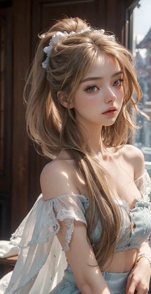 {{{naked}}},{{completely nude}}1 old girl, alone, long hair, chest, looking at viewer, blonde hair, brown eyes, ((completely nude))、((completely nude))、smooth white skin,Noticeably large double eyelids、sexy pose, Please spread your legs in an M shape..,W piece,(Detailed beautiful pussy exposed..., :1.4),spread legs, thighs,nude,bedroom,(Lying on your back from above, Put one in'Head on the pillow,nude, pink nipples, abandoned pussy