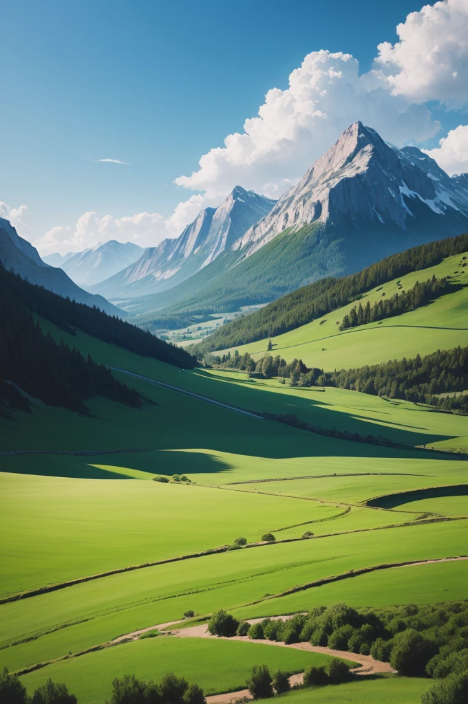 drawing of a landscape with paint strokes
