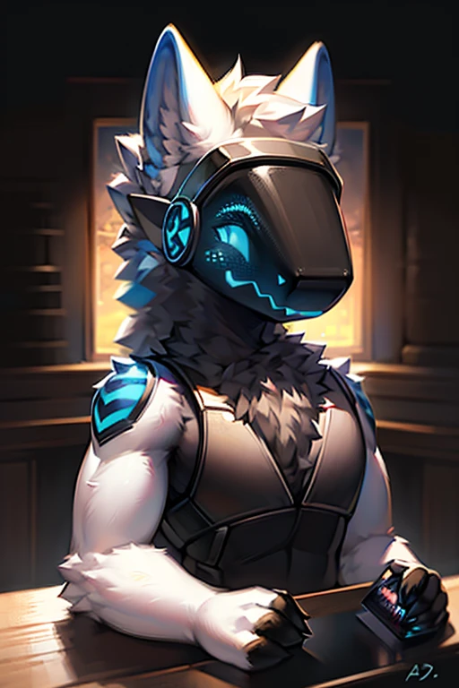 a highly detailed male furry protogen wearing gamer clothes, gaming on his pc, extremely detailed emo hair, red headlight, (best quality,4k,8k,highres,masterpiece:1.2),ultra-detailed,(realistic,photorealistic,photo-realistic:1.37),cinematic lighting,hyper detailed,intricate,sharp focus,vibrant colors,digital painting