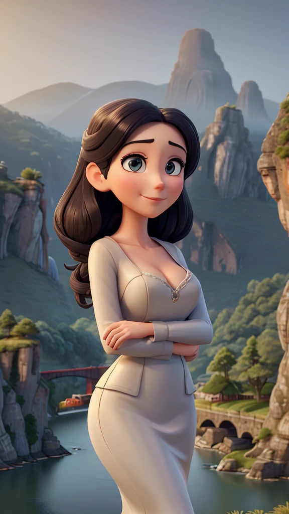(from the bust up) of a serene woman, with an enigmatic smile and a mysterious look.
 * Imaginary landscape in the background, with hills, rivers and bridges.
 * Sfumato technique, which creates a smoky, hazy effect, giving the work an atmosphere of mystery and seduction.
