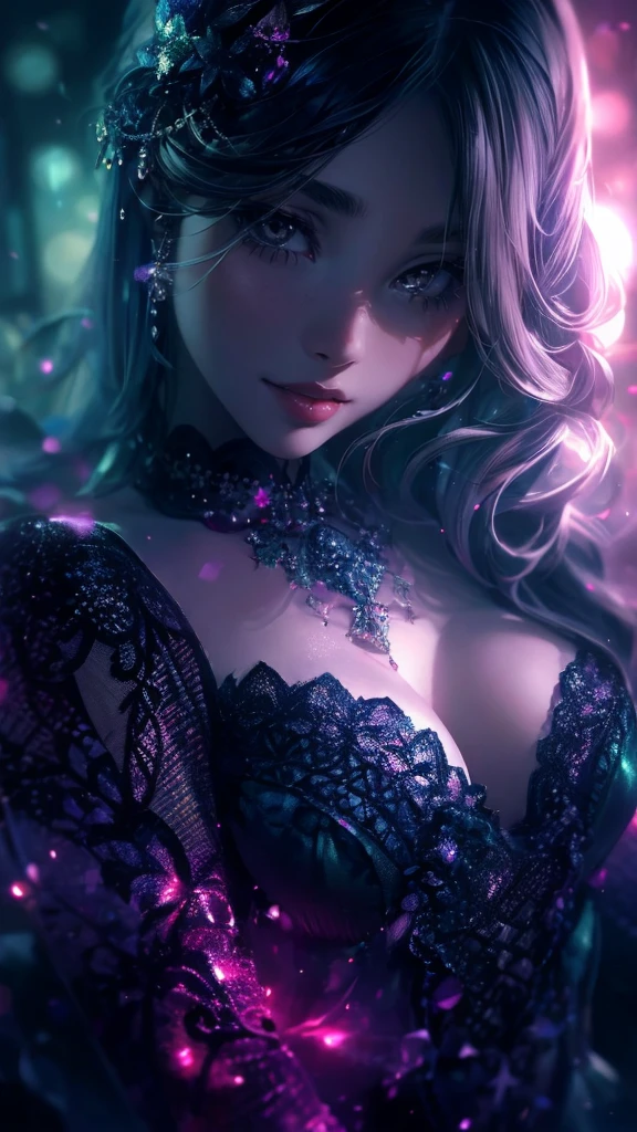 (best quality,4k,8k,highres,masterpiece:1.2),ultra-detailed,realistic,
professional,illustration,portraits,artgerm,gerald brom,vivid colors,
attractive woman,beautiful detailed eyes,beautiful detailed lips,longeyelashes,
perfect body,hyperfeminine curves,huge breasts,cute and playful,emotive expressions,
vibrant colors,colorful palette,soft and warm lighting,graceful poses,
detailed background,romantic atmosphere,stylish fashion,gazing into the distance,
dreamy ambiance,subtle textures,painting-like,scene from a fairytale,kaleidoscopic pattern,
ethereal beauty,majestic presence,alluring charm,exquisite details