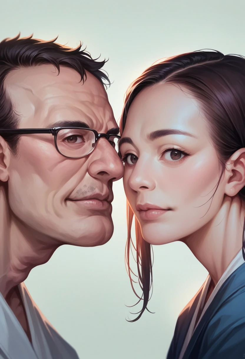 Highest quality, Face Focus, Soft Light, Ultra-high resolution, (Realistic:1.4), RAW Photos, Japanese girl and Japanese middle-aged man、 The two of them are good friends.、Commemorative photo