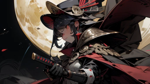 masterpiece,best quality,super detailed,super fine illustration,anime style,8K,mascarede mask,uniform,military cap,Cape,sheath,(holding in right hand:1.3_katana),Taisho Romance,moon,robot,MECA,droid,perfect mask,cool posing,perfect hands,warrior,Luo Linghun,twins,Contrasting