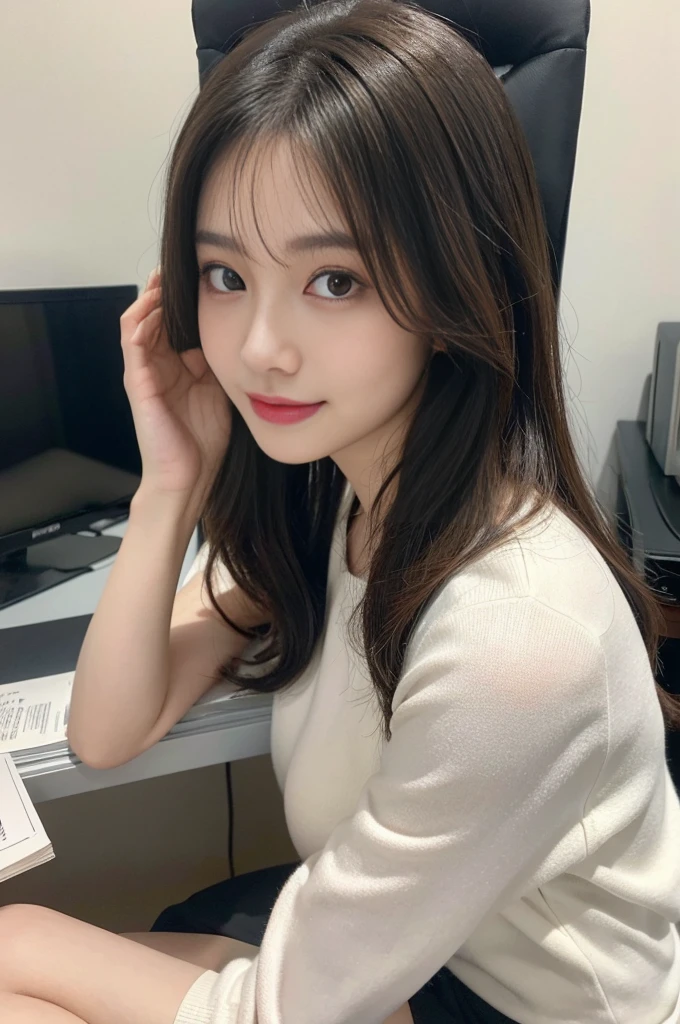 Browsing Caution, とても幸せなsmile、とても美しいJapan人女性秘書、Age 25女性、perfection 、（（Large exposed beautiful breasts:1.5））、Looking at the camera、Beautiful Face、　(Fine skin:1.2),　(Shiny skin:1.1),(to be born, Highest quality, masterpiece:1.5), (photo-Realistic, Intricate details:1.2), Ultra-high resolution, Confused,
1 Girl, Beautiful Face, Beautiful Eyes, Symmetrical eyes, The light shines on your face, Blushing your nose, short hair, Hair Bun, Black hair tie, 
clacks, Best, suit, Pencil Mini Skirt, White shirt, Silk scarf, 黒pantyhose, [:The 20th, :0.8],
smile, Small dimples, Sexually suggestive, 
Big beautiful breasts, Slim waist, Thin legs, Long legs,
sitting in a chair in front of a desk, perfection body, Good balance,Dynamite Body、
Looking at the audience, 
(office, indoor, hyper Detailed Background:1.2), Japan, Copier, File Cabinet, computer, monitor,
Shiny skin, Realistic skin texture, 
Natural light, Best lighting, Detailed Background, Detailed Shadows, Sharp focus, Depth of the written boundary f/2,
saturation, High Contrast, Strong light and shadow、8K,Highest quality, Tabletop, Ultra-high resolution,(Realistic:1.4), RAW Photos,(Soft saturation:1.3),(Fair skin:1.2),1 female, Compensate,(lipstick:1.1),(eyeliner:1.1),mascara, eye shadow, Glamour, (big breasts:1.2), blonde and semi-Brown Hair, Medium Hair, Asymmetrical Hair, Asymmetrical bangs ,(8K、RAW Photos、Highest quality、​Tabletop:1.2)、Age 25の美しいJapan人女性、Laughter、Japan人のOLさん（Open white blouse）、１men and women、Slim face、世界で最も美しいJapan人女性、Very detailed顔、Beautiful Eyes、double eyelid、Kamimei、perfection teeth、perfection teeth並び、(Glowing Skin)、(Sunburned skin)、(Realistic Skin)、（big：1.4）、（Narrow waist：1.4）、（大きめのButt：1.4）、（Glamorous Body：1.4）、（紺色のOLsuitを着ている：1.4、）、(8K、Pull from the knee up、RAW Photos、Highest quality、​Tabletop:1.2)、美しいJapan人女性、(Fine skin:1.2),(Shiny skin:1.1),8K,Highest quality, Tabletop, Ultra-high resolution,(Realistic:1.4), RAW Photos,(Soft saturation:1.3),(Fair skin:1.2),1 femalel,Compensate,(eyeliner:1.2),mascara, eye shadows, Glamour, big breasts, Brown Hair, Medium Hair, Asymmetrical Hair, Wavy Hair, Asymmetrical bangs, ((OL)), Black pantyhose, officeで, Japan人のOL, (Narrow waist), (OL), (Butt) , Buttのポーズ, Nipple stand, Please take off half your clothes, Keep your panties aside, pantyhose, (Front shot, big), Front view, ((Looking at the cameraいる))、clothing） (半分着古されたタイトなOLsuit:1.2) ,タイトスカートをPlease take off half your clothes, pantyhose, （（Highest quality））， （（Intricate details））， （（ultra Realistic realism））， Stupid solution， Japan人女性, Age 25，Natural Makeup, lipsticks， Very detailed， Awareness-raising， 1 Girl， （Narrow waist）、（大きめのButt:1.引き締まったButt:1.perfection thighs）、（perfection legs）、（perfection feet）、perfection hands， Finger details， 細くてBeautiful Eyes， Name tag，