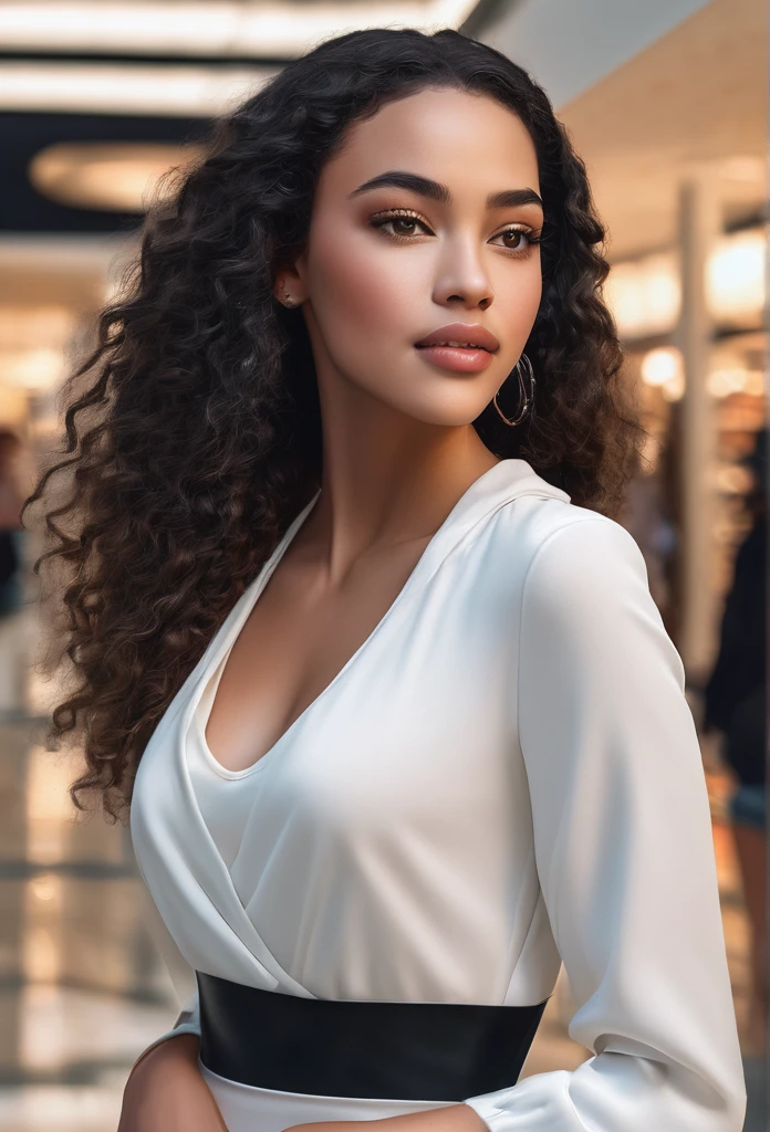 2 biracial girl and a white girl in a shopping center, detailed facial features, beautiful detailed eyes, beautiful detailed lips, extremely detailed facial expressions, long eyelashes, elegant fashion, dynamic poses, natural lighting, photorealistic, 8k, high quality, cinematic, realistic, masterpiece
