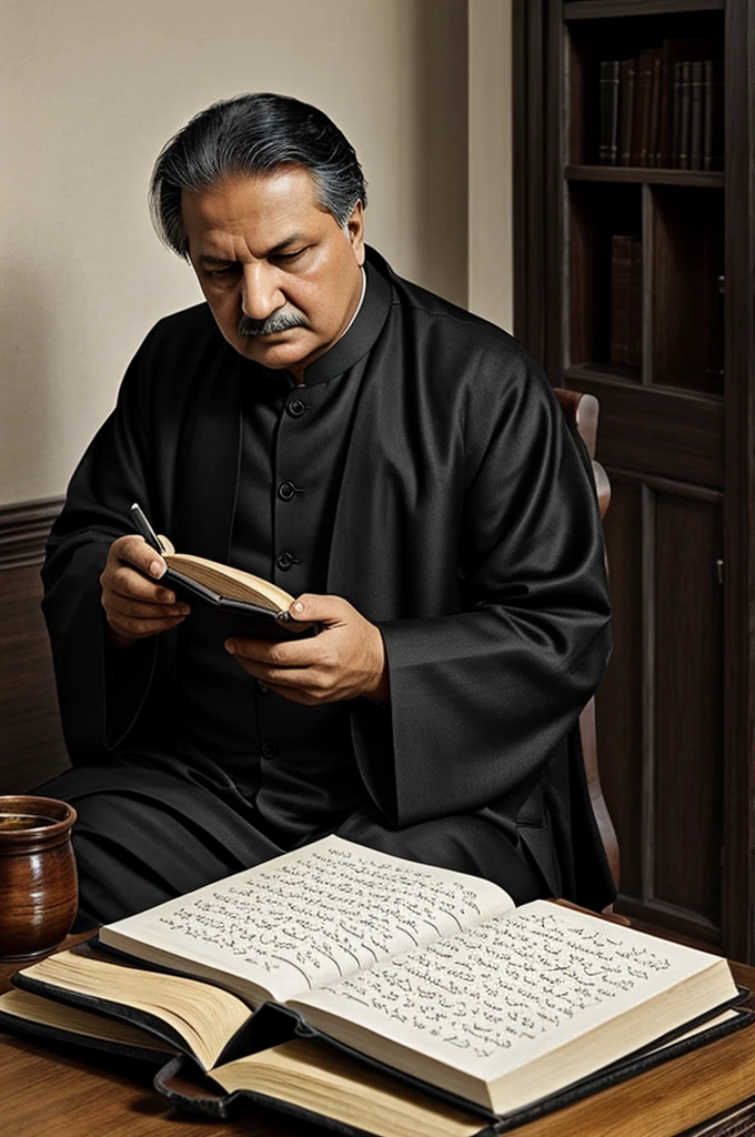 Beautiful scene of grey and black shades of book with Allama iqbal poetry in urdu