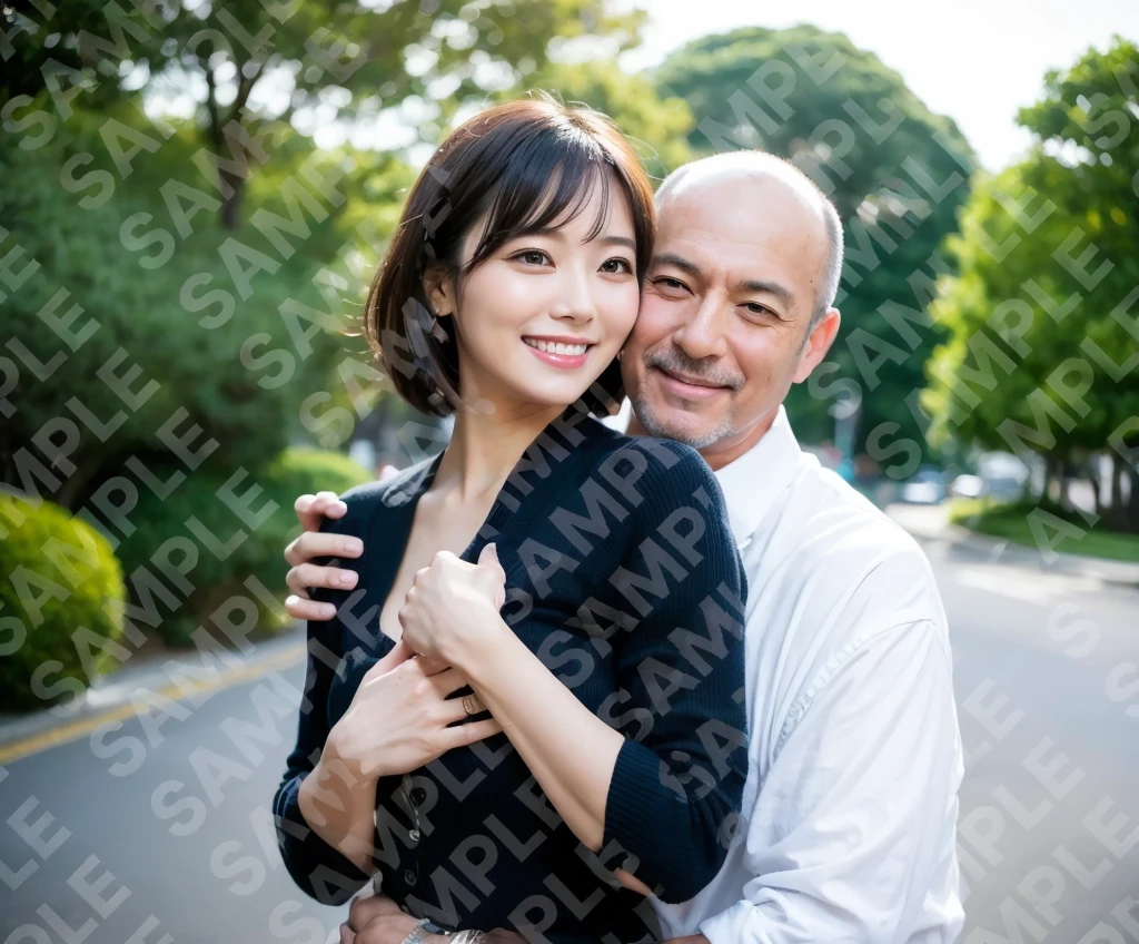Beautiful woman and middle-aged man、Highest quality、
