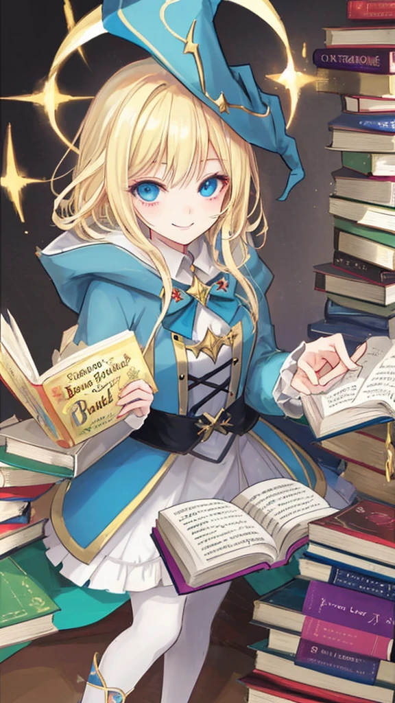 Wizard　girl　Blonde　Beauty　smile　Looking at me　Refers to 5 books