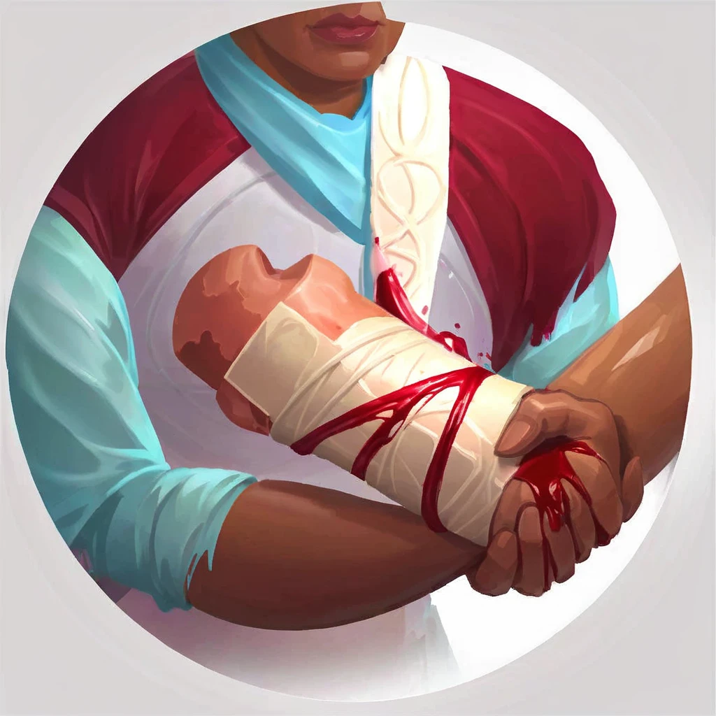 icon of a person having a wound treated with bandages and bleeding
 mais simples