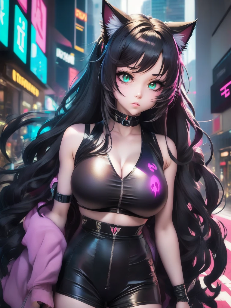 anime girl with long hair and cat ears in a city, digital cyberpunk anime art, cyberpunk anime girl mech, female cyberpunk anime girl, cyberpunk anime girl, anime cyberpunk art, cute cyborg girl, digital cyberpunk - anime art, cyberpunk anime art, oppai cyberpunk, anime style 4 k, perfect android girl, cyberpunk beautiful girl, beutiful girl cyborg