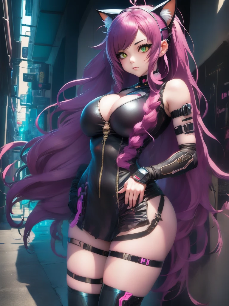 anime girl with long hair and cat ears in a city, digital cyberpunk anime art, cyberpunk anime girl mech, female cyberpunk anime girl, cyberpunk anime girl, anime cyberpunk art, cute cyborg girl, digital cyberpunk - anime art, cyberpunk anime art, oppai cyberpunk, anime style 4 k, perfect android girl, cyberpunk beautiful girl, beutiful girl cyborg