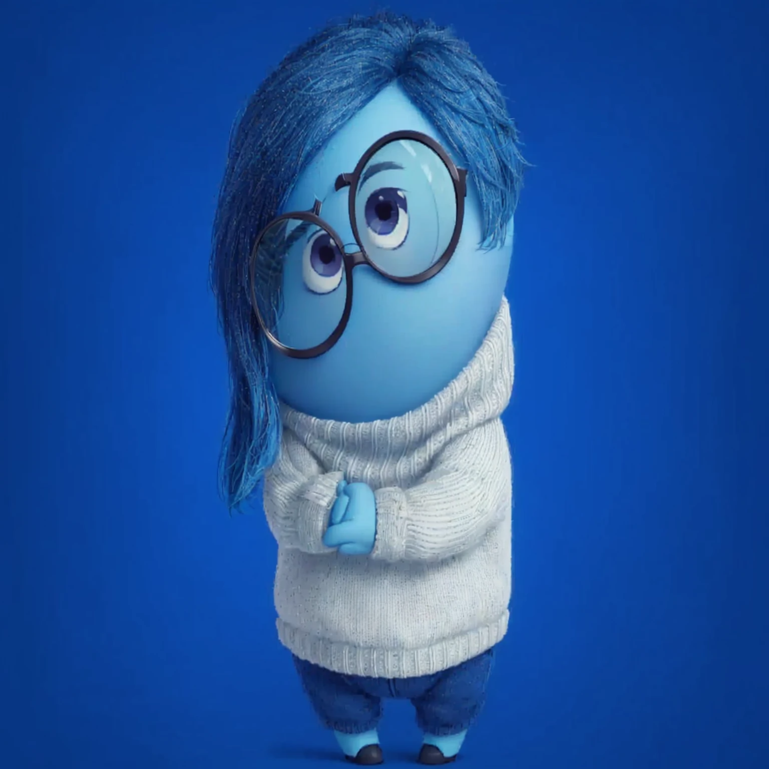 A closeup of a cartoon character with glasses and a sweater, cute pixar character, ideal pixar character, depicted as a pixar character, as a pixar character, cute pixar character design, sadness personified, anato finstark. pixar, pixar character, look of sadness, pixar character design, da Pixar, pixar cute, pixar coronavirus movie, frame from pixar film