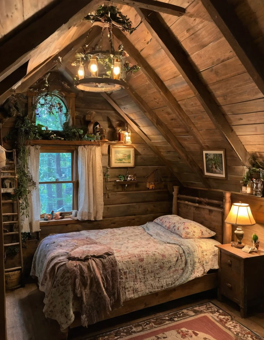 bedroom with room, cozy room, cozy treehouse bedroom, small bedroom, cozy place, cozy bed, cottagecore hippie, thomas kinkade. cute cozy room, in an attic, cottagecore, cozy and peaceful atmosphere, pleasant cozy atmosphere, cottagecore!!, cabin in the woods