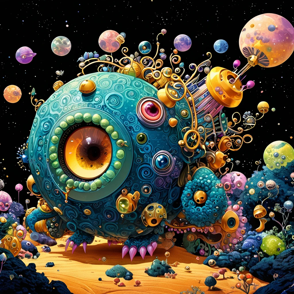 (best quality,4K,8K,high resolution,masterpiece:1.2),Extremely detailed,Surreal style,Daniel Merriam Style,Cute style biopunk monster concept,Character concept design,
rest
(full_shooting:1.2),space warp background,(bell_background:1.3),Negative Space Composition,
rest
simple background,