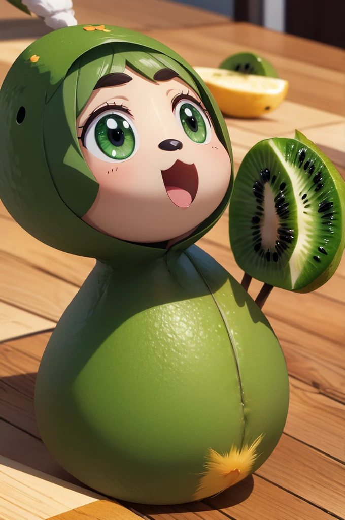 animated kiwi, kiwi anime, kiwi character, kiwi mascot, kiwi with face