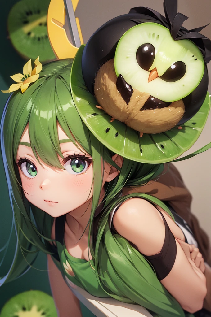 animated kiwi, kiwi anime, kiwi character, kiwi mascot, kiwi with face