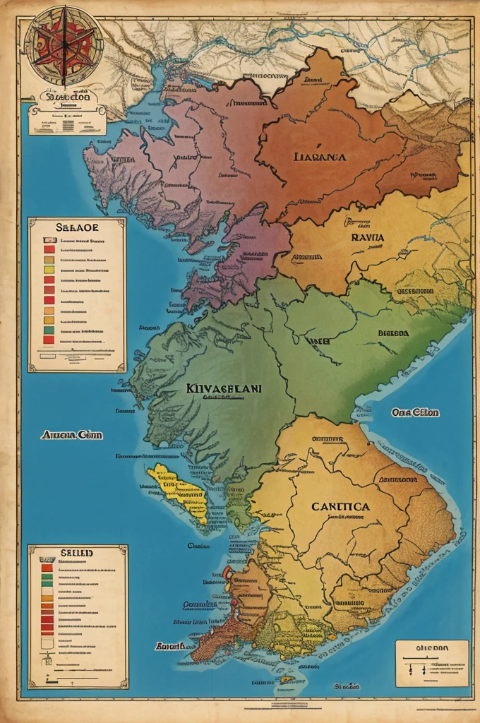 Map of the area showing the 3 separatist kingdoms.,There is cursed red soil.