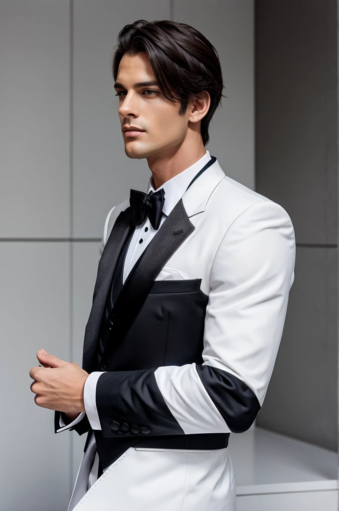 A male model wear tuxedo