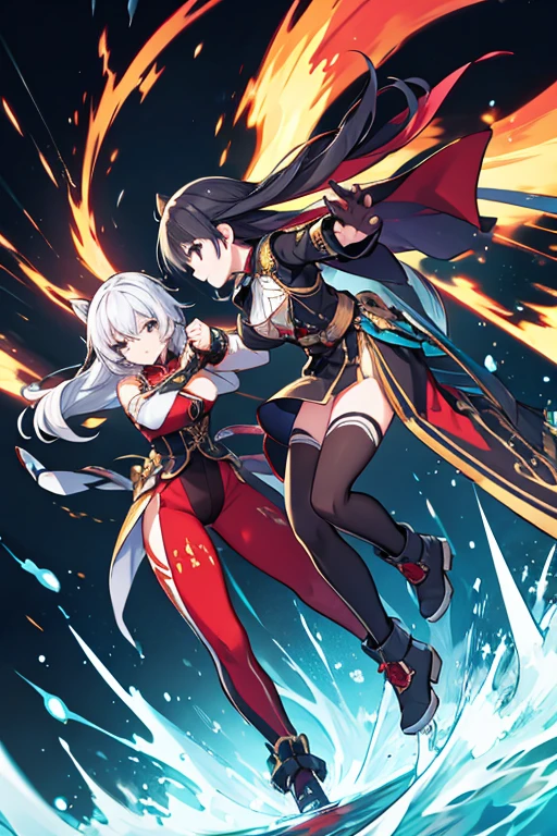 fighting, from side, 8k, super detail, ccurate, best quality, fullbody