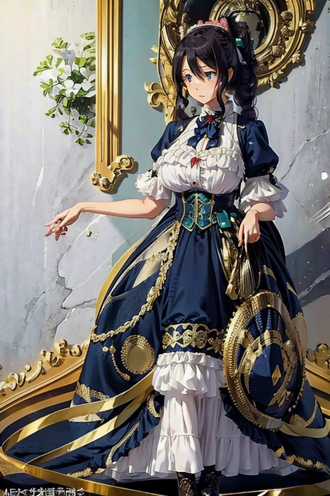 Akeno himejima was brainwashed, big breasts, (masterpiece), (best quality), (perfect body), 1girl, stunning beauty, beautiful girl, Victorian Aesthetic Outfit, long dress dark , ancient