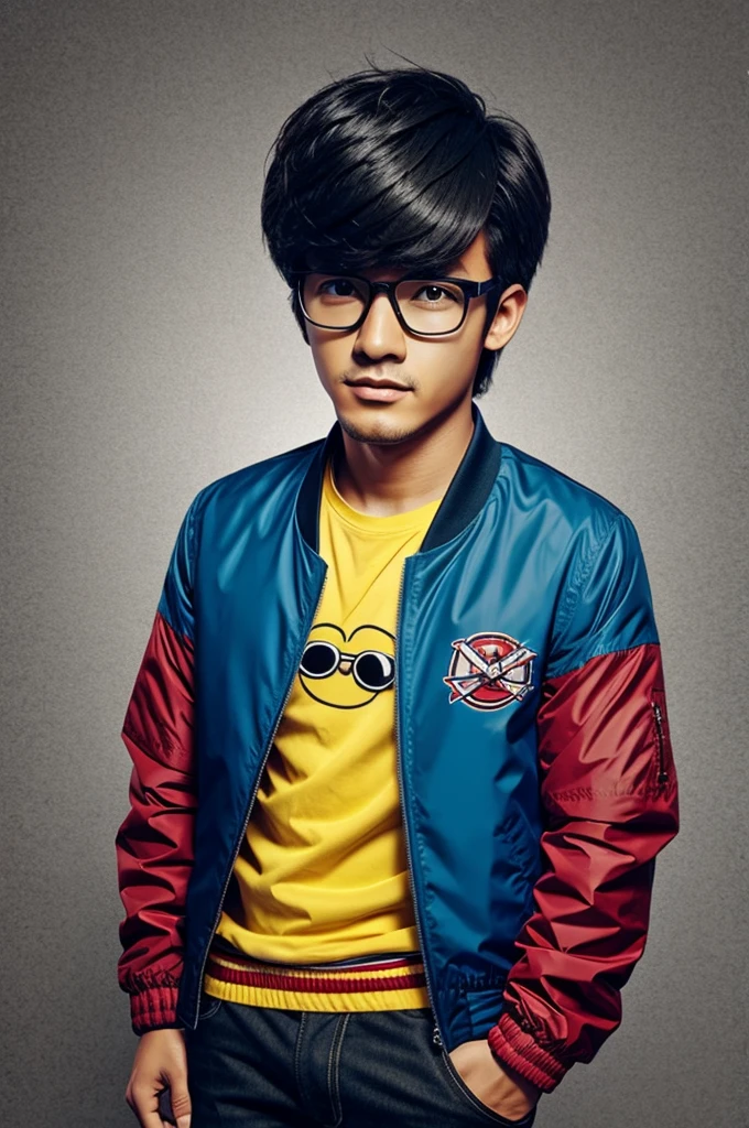 Create Cartoon Character Wearing Jacket Glasses