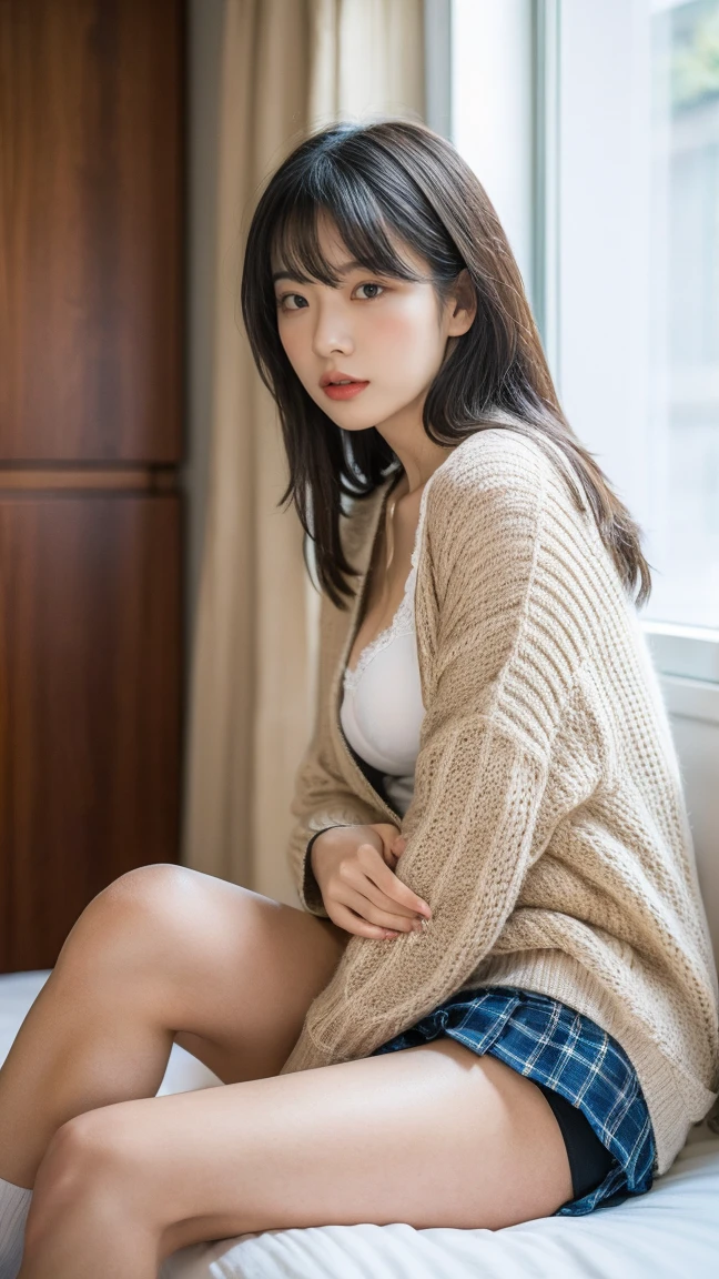 Dark brown hair、Light brown eyes、Japanese actress、I am about 40 years old......、(My NTR More about my category:1.2)、(top-qual私ty:1.4)、 (Ultra-high resolution:1.2)、Ultra-high resolution、(Private Detective Data)、(Detailed facial features)、Hmph、8K resolut私on、C cup breasts、Long Hair、Obscene pose、Beautiful feet、Open your mouth a little、Please lift your chin a little、Openwork knit、Loose knit top、Summer knitwear、No sleeve、Light of the sun、White wall、、2Book legs、2Book Hand、Beautiful feet、Expressions of weakness、Posing with a sense of vulnerability、Sleeping on the couch、