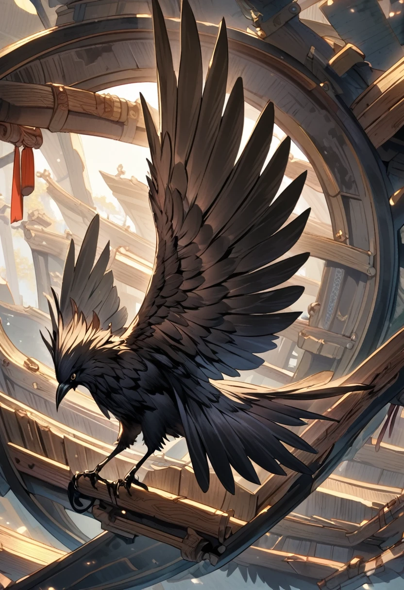 a extremely detailed pan flute shaped like a black bird wing