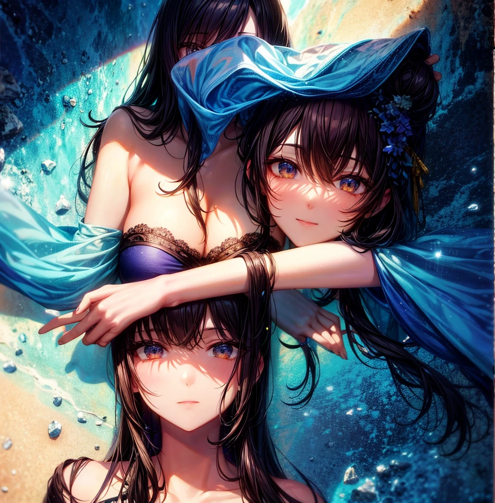 Water as a composition,Draw a landscape avatar with the word "宇"。