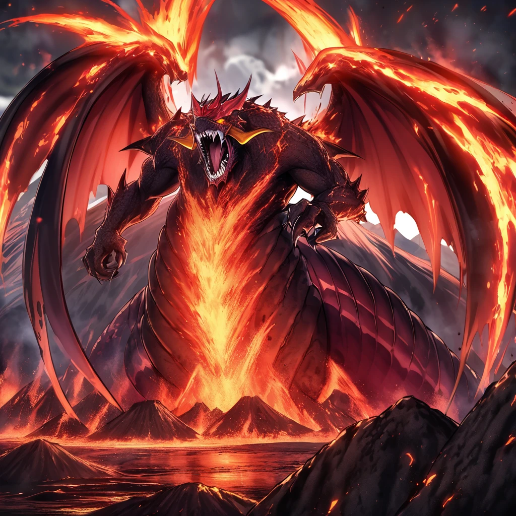 score_9, score_8_up, score_7_up, score_6_up, source_anime, rating_questionable.
(Gorgon: 1.5), (Snake hair: 1.3) (((Muscular male))), (lamia: 1.5), ((((terrifying monster)))), Greek Mythology, (((scaly, reptilian skin))), ((cracked skin)), ((sharp teeth)), ((claws)), ((spikes)), (((Demonic wings))), (((horns))), (glowing red eyes), ((((volcanic eruptions in the background)))), ((((rage unleashed)))), ((((Volcanoes)))), ((((Earthquakes))))