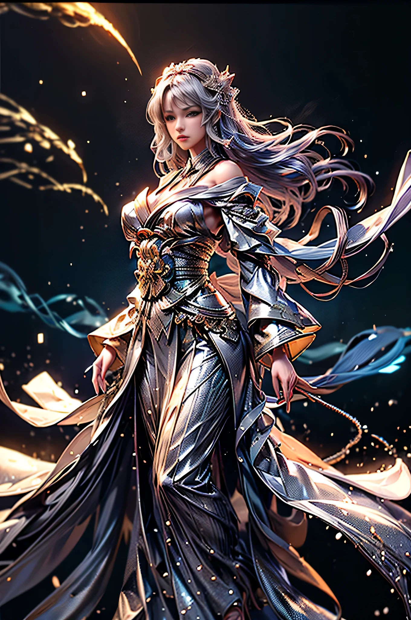 A close up of a woman in a dress with a sword - SeaArt AI