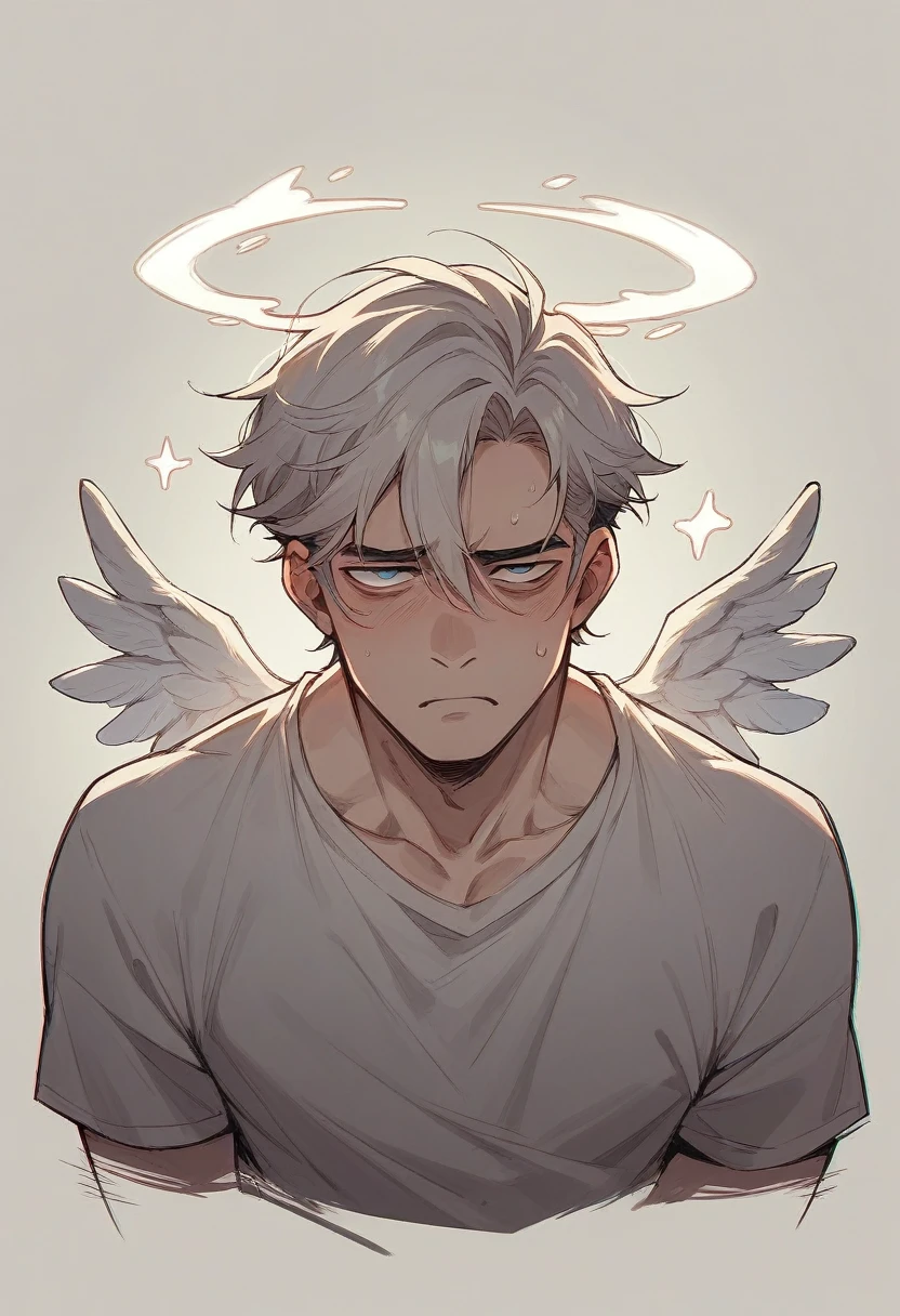 Half angel man, with bright sleepy eyes