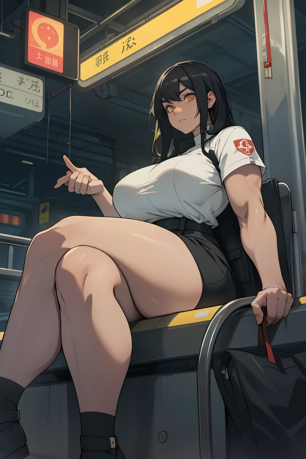 thick thick thick thick thick thick thick thick thick thick massive huge muscles sad girl black hair yellow eyes pale skin (sitting on a train station at night alone)