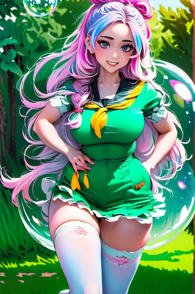 big tits,big ass,sexy,beautiful, masterpiece, best quality, extremely detailed body, perfect lighting,blush face,MitsuriKanroji,demon slayer uniform,very long green socks,mini skirt,showing ass,doggy postion,