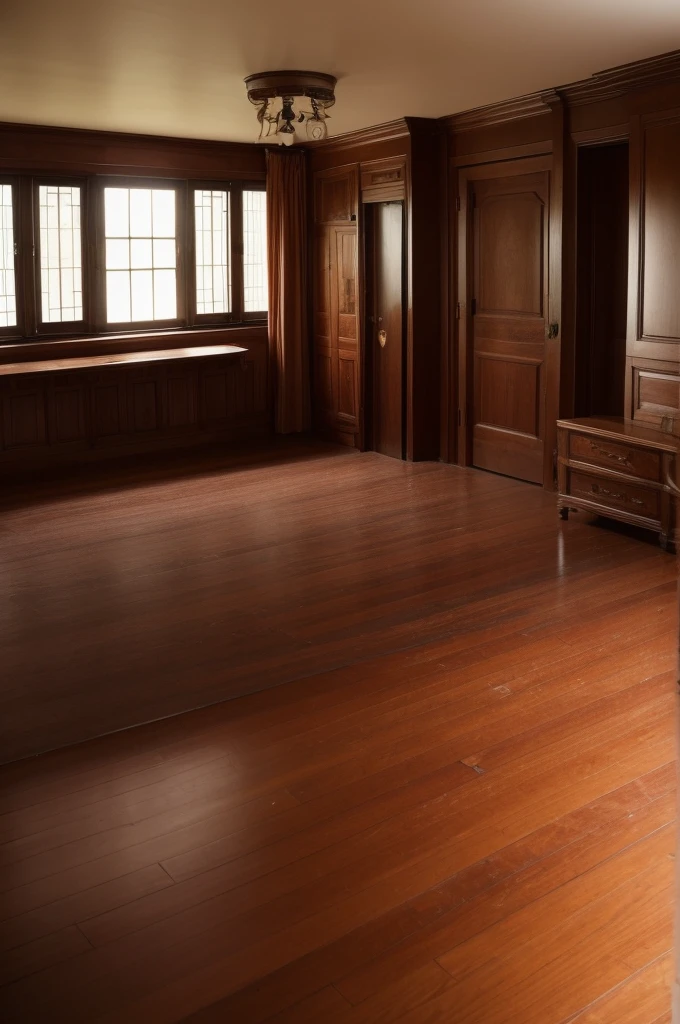 Create a very wide image , of an old-style room