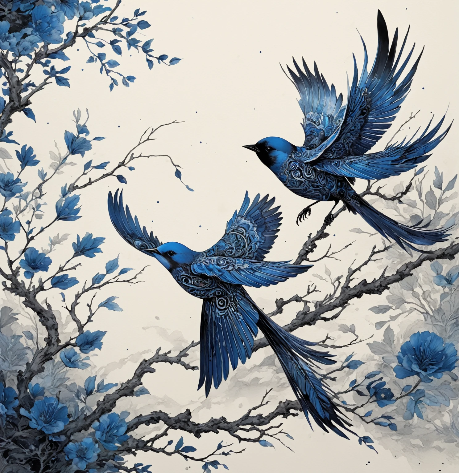 \\ Feito featuring o modelo ONE FOR ALL da Chaos Experience @ https://Of State.featuring/user/Chaos Experience/ \\
high qualiy, 8K Ultra-HD, In this exquisite ink painting, the serene scene unfolds as a bird lands delicately on a branch, The dynamic essence of the yaebame arrow transforms into a moment of natural beauty. deep shades of blue, rot, and black ink converge to form intricate patterns, capturing the elegance and strength inherent in the bird's feathers, Every stroke tells a story of precision and purpose, evoking the spirit of traditional Japanese art, The graceful dance of the bird's feathers across the screen creates a visual symphony, celebrating the cultural significance of this iconic motif, The scene becomes a harmonious blend of nature and artistic expression, where the tranquility of the bird's presence adds a new layer of depth to the painting, By Yukisakura, highy detailed