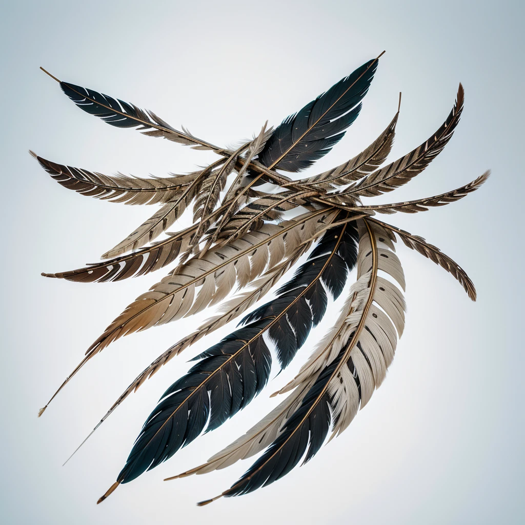 Feathers of Wisdom: Stylized feathers that turn into words or symbols, representing the search for understanding and expression of thought