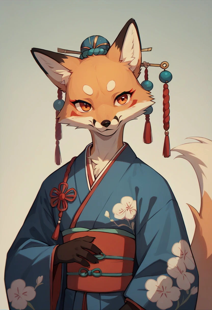 Top quality, Ancient Chinese beauty, Absurdities, Perfect anatomy, Kimono, Just focus, Antho furry, Fox facial features, Features of the fox&#39;s body, The body fur is highly detailed, Full body, Dance position, Have sex 