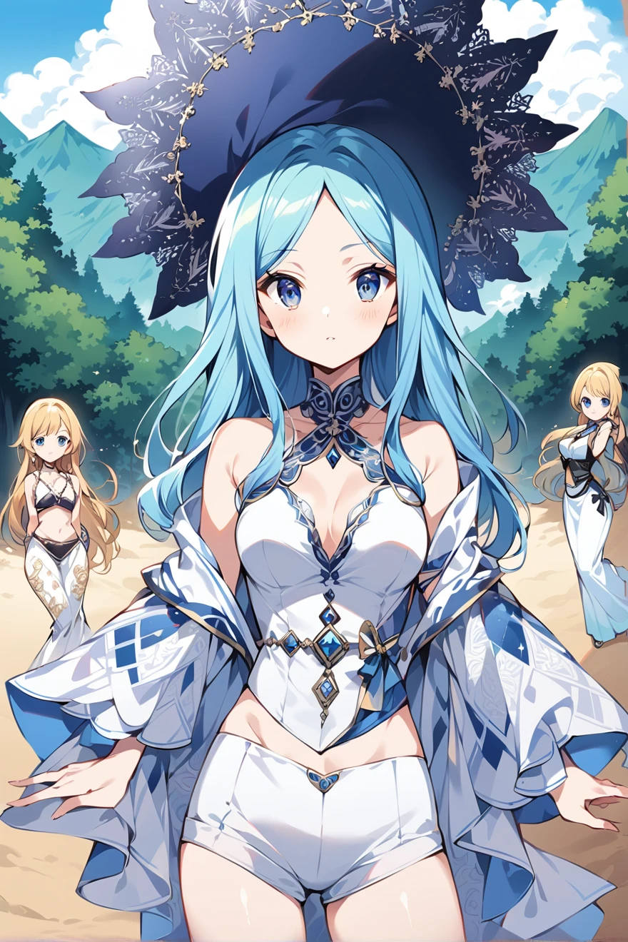 a cartoon image of a woman in a long dress, concept art by Ken Sugimori, tumblr, hurufiyya, vivy, she has pale blue skin!!!, misty, water type, ice sorceress, a glaceon ice princess, aquamarine, a friendly wisp, shiny!!, spirited, ori, official art, cerulean