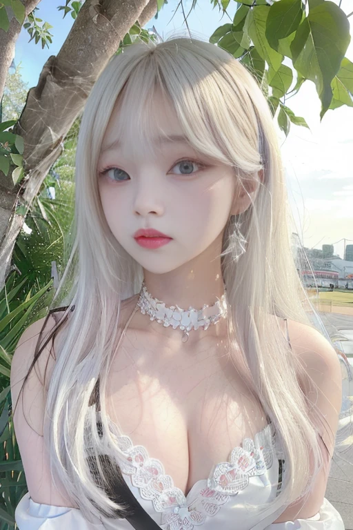 un primer plano de una persona con cabello largo y un collar, Lalisa Manobal, pelo largo y blanco y flequillo, Lalisa Manoban de Blackpink, tzuyu de dos veces, parque roseanne de blackpink, retrato de jossi de blackpink, flequillo blanco, su cabello es blanco, chica perfecta de pelo blanco, chica con pelo blanco, retrato de ídolo coreano femenino, Jaeyeon Nam, jia, gongbi, ulzzang, shaxi, Jinyoung Shin
