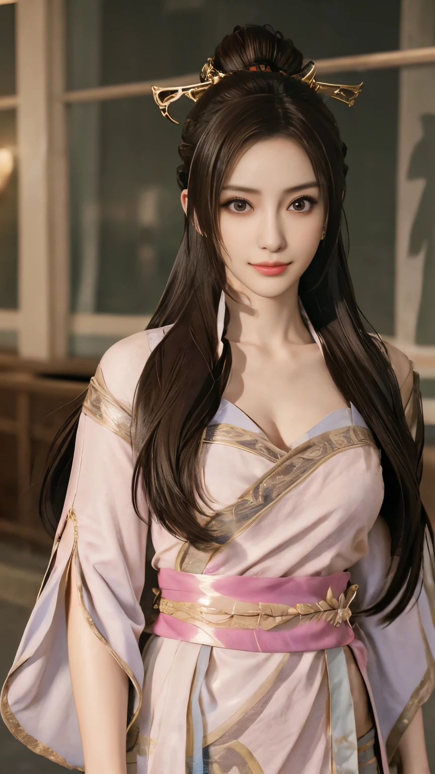 Diaochan from Sangoku Musou 8,Super realistic,hair ornaments,Perfect Diaochan costume,twin tailasterpiece、1 cute girl、17 year old high school student、smile,fine eyes、puffy eyes、bright outdoors,Bright downtown、highest quality, 超High resolution, (reality: 1.4), movie lighting、Japanese、asian beauty、Korean、super beautiful、beautiful skin、body facing forward、whole body,Upper body、(超reality的な)、(High resolution)、(8k)、(very detailed)、(美しくfine eyes)、(Super detailed)、 (wall-)、detailed face、bright lighting、professional lighting、looking at the viewer、look straight ahead、slanted bangs、brown hair、Nogizaka Idol、