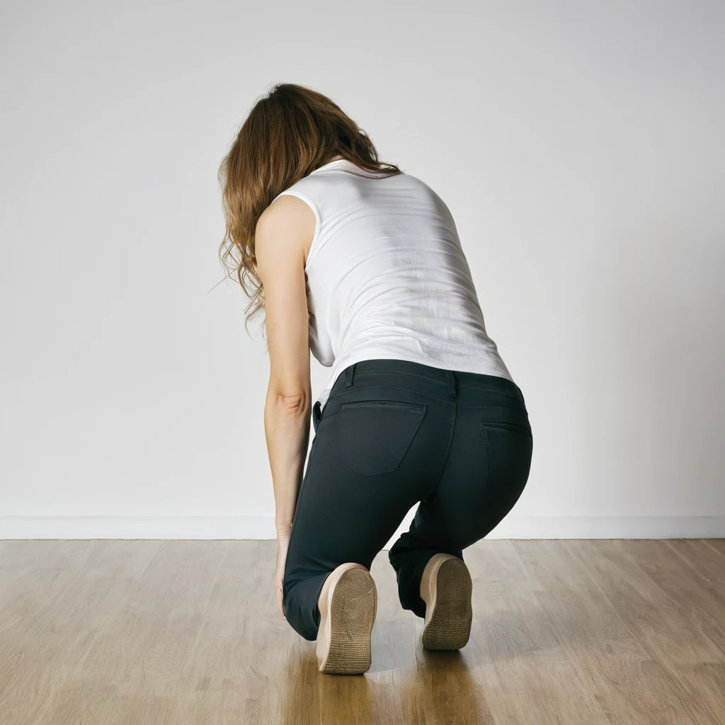 Woman bending over, rear view