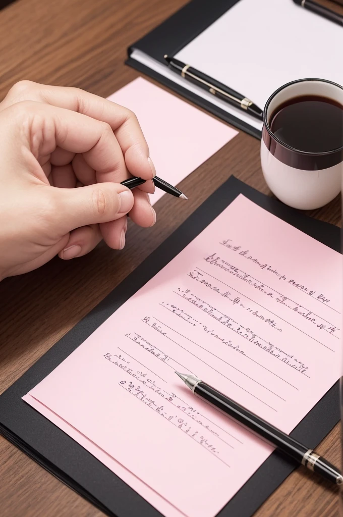 Create an image of a pink sheet of paper on a table with the following handwritten, with black pen: but, I hope you are aware of your power as a person. I admire you so much as a person and as a professional. Your work is absolutely necessary! Nice to meet you. fondly! Arthur