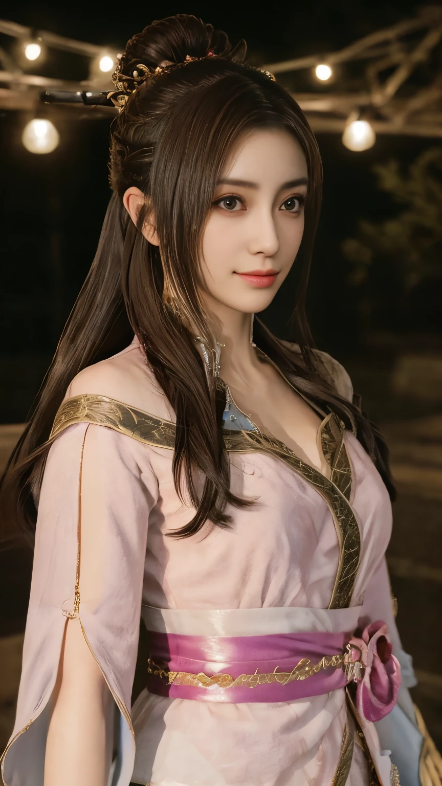 Diaochan from Sangoku Musou 8,Super realistic,hair ornaments,Perfect Diaochan costume,twin tailasterpiece、1 cute girl、17 year old high school student、smile,fine eyes、puffy eyes、bright outdoors,Bright downtown、highest quality, 超High resolution, (reality: 1.4), movie lighting、Japanese、asian beauty、Korean、super beautiful、beautiful skin、body facing forward、whole body,Upper body、(超reality的な)、(High resolution)、(8k)、(very detailed)、(美しくfine eyes)、(Super detailed)、 (wall-)、detailed face、bright lighting、professional lighting、looking at the viewer、look straight ahead、slanted bangs、brown hair、Nogizaka Idol、