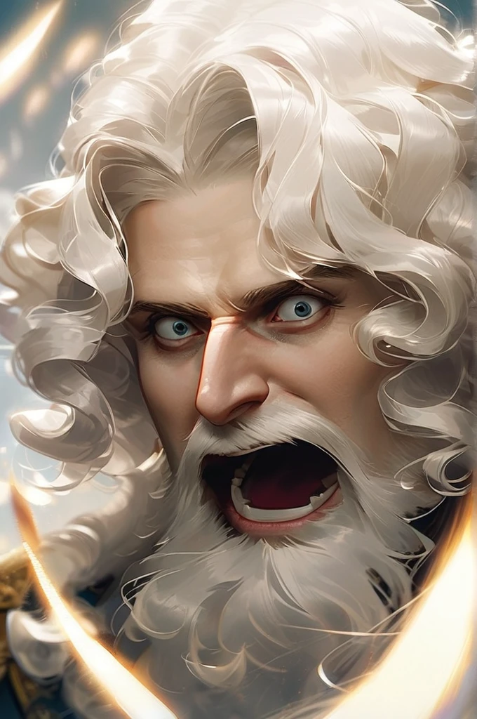 ((Лучшее качество)), ((шедевр)), (подробный), The curly-haired king with a beard screams