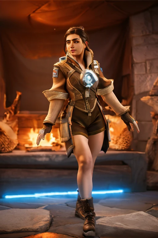 Serious woman in space outfit uniform ,passing stone, ultra detailed fantasy, the ring of fire, realisitic, dnd, RPG, Lotr game design fanart by concept art, behance hd, art station, deviantart, Global Illumination Radiating a Bright Aura Global Illumination Ray Tracing HDR Rendering in Unreal Engine 5