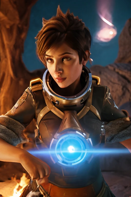 Serious woman in space outfit uniform ,passing stone, ultra detailed fantasy, the ring of fire, realisitic, dnd, RPG, Lotr game design fanart by concept art, behance hd, art station, deviantart, Global Illumination Radiating a Bright Aura Global Illumination Ray Tracing HDR Rendering in Unreal Engine 5