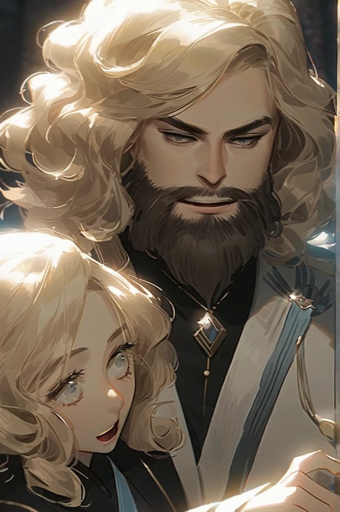((Лучшее качество)), ((шедевр)), (подробный), The curly-haired king with a beard screams