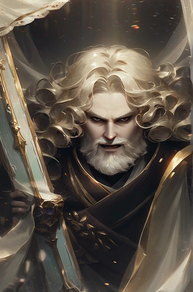 ((Лучшее качество)), ((шедевр)), (подробный), The curly-haired king with a beard screams
