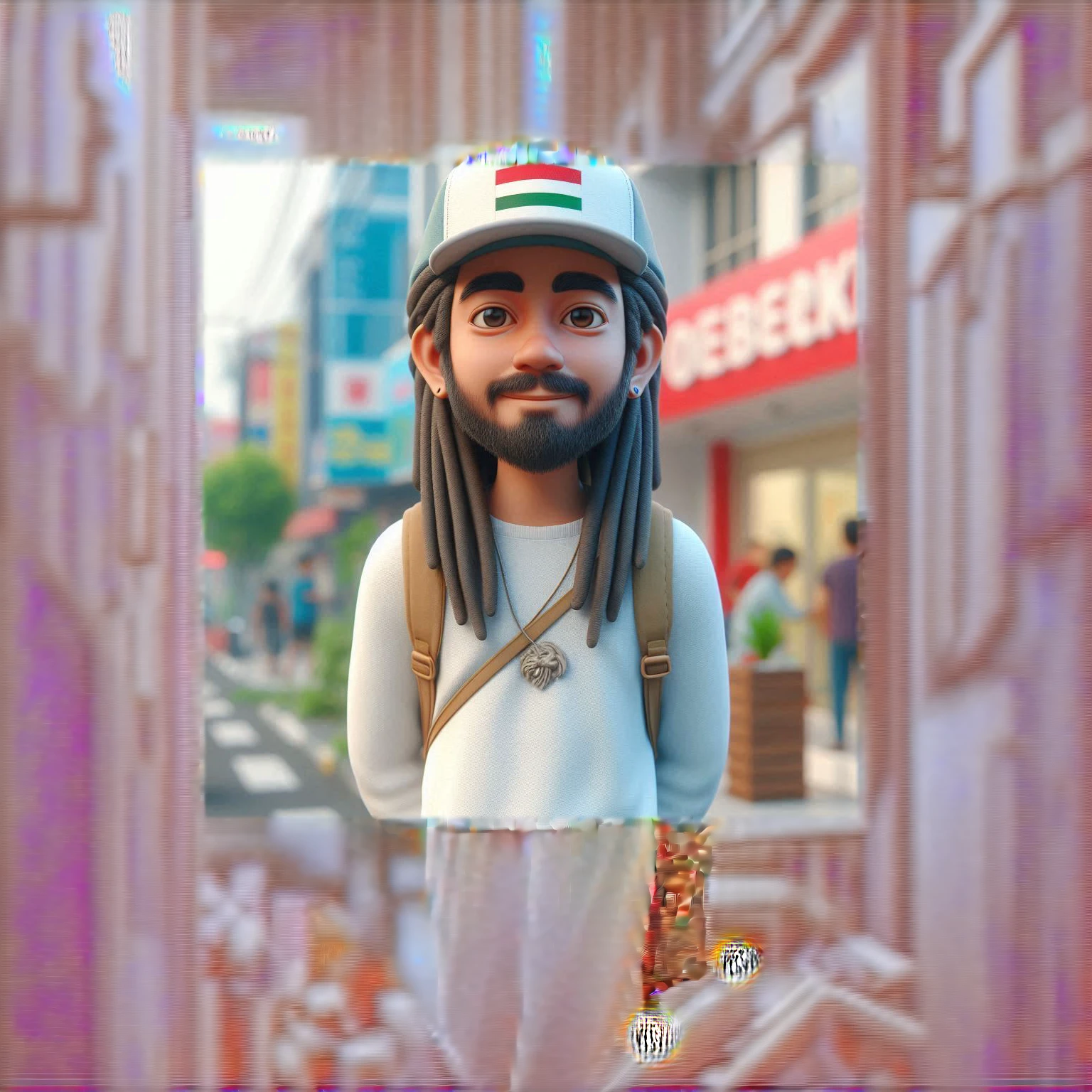 arafed man with dreadlocks and a backpack on a street, 3 d demo reel avatar, for hire 3d artist, 3 d character, 3d character, 3d character realistic, 3 d character art, 3 d character render, 3 d artist, 3 d cartoon, rastafarian, 3d characters, realism artstyle, 3 d render stylized